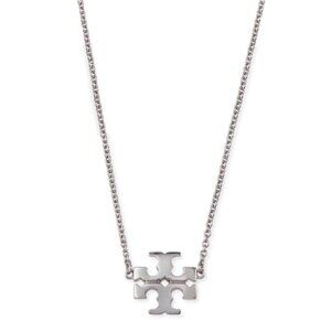 TORY BURCH • Silver Kira Logo Charm Pendant Necklace